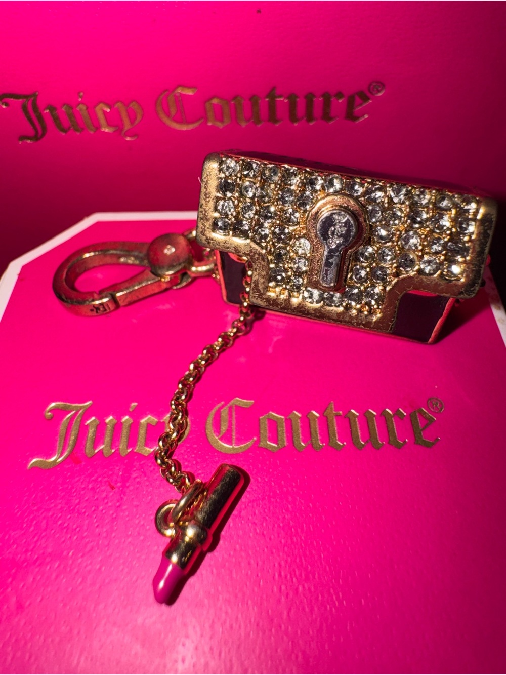 VTG Authentic Juicy Couture Black Enamel Pavé Shopping Bag Charm 2013-Retired